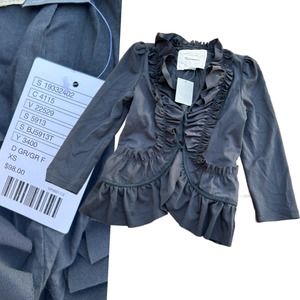NWT Anthropologie Cartonnier Black Ruffle Blazer Shirt Jacket / XS *